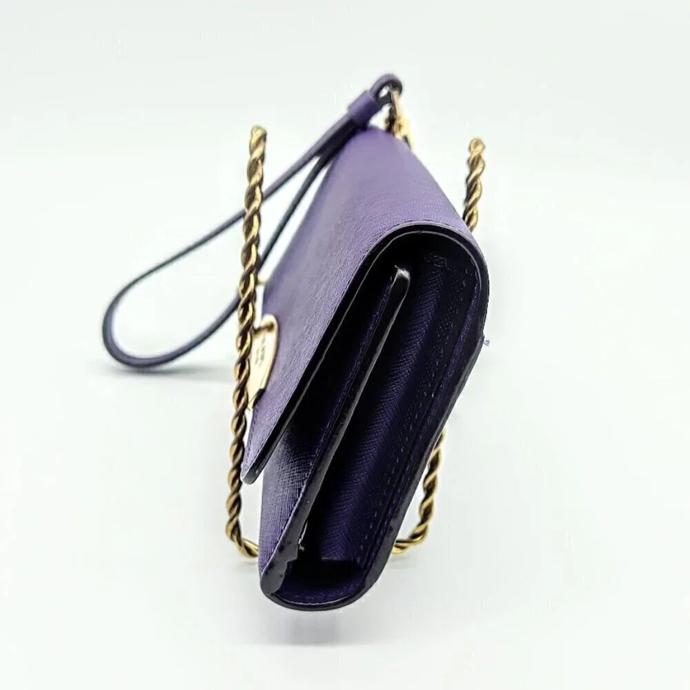 Henri Bendel Purple Saffiano Leather Wallet Wristlet Clutch NWOT